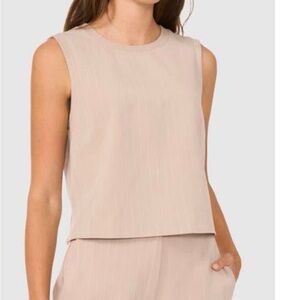 Halogen Sleeveless Cream Tank Top